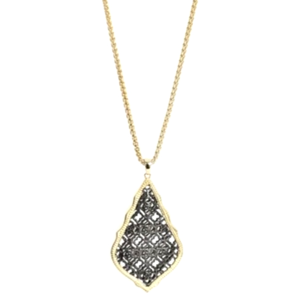 Kendra Scott Yellow and Black Teardrop Necklace